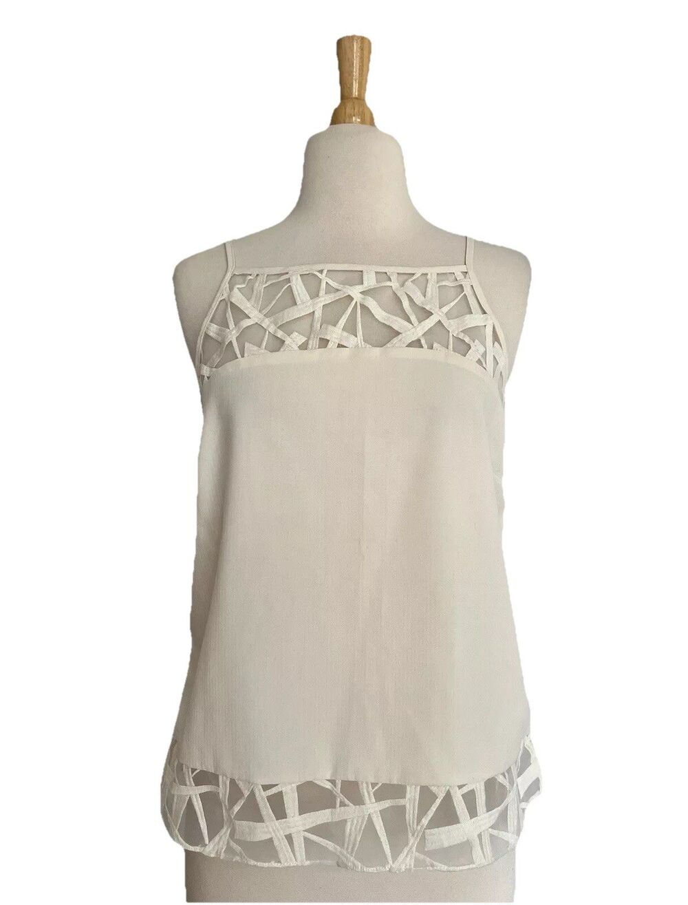 W118 By Walter Baker Women's Ivory White Cutout Sleeveless Tank Top Sz Small